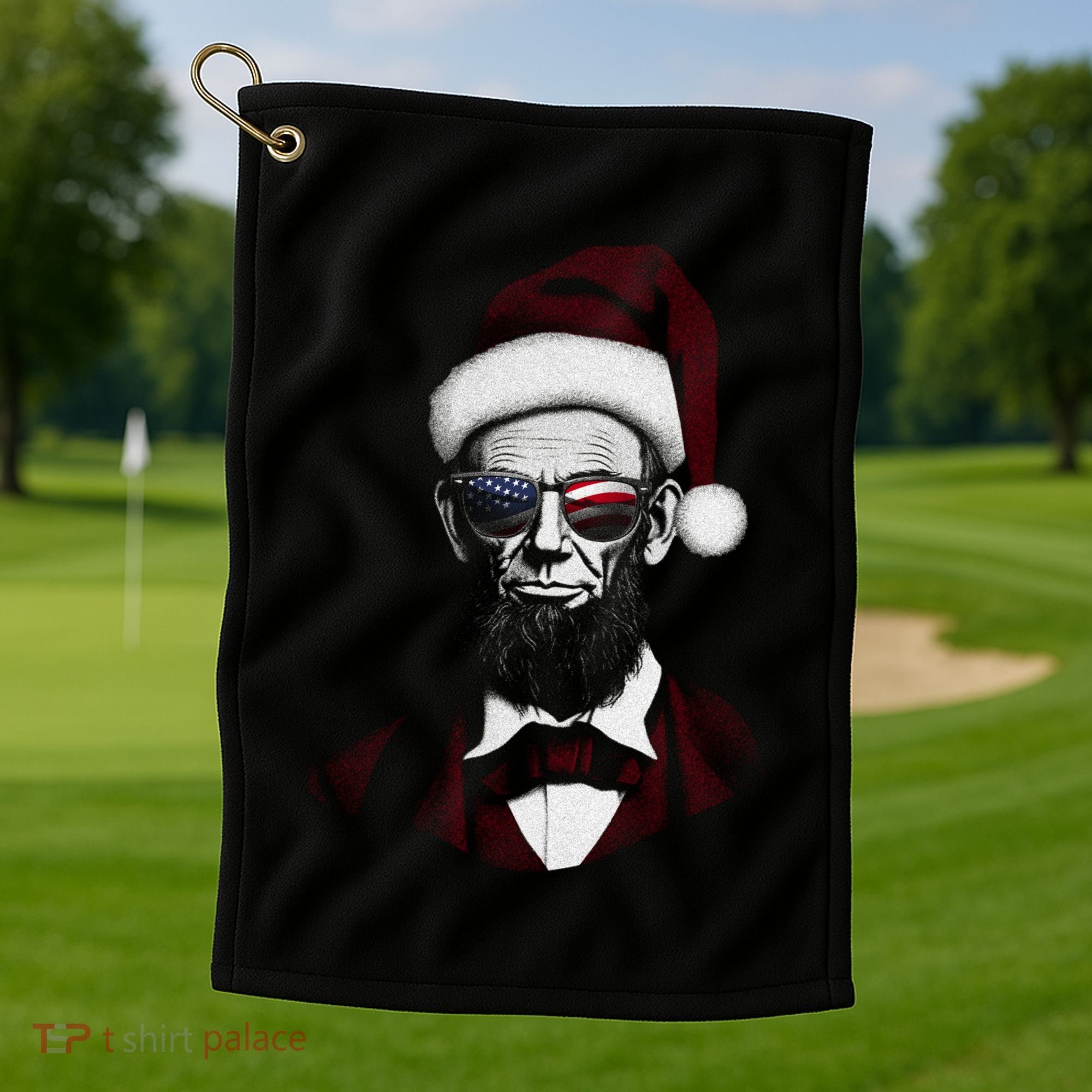 Hipster Santa Abraham Lincoln Golf Towel
