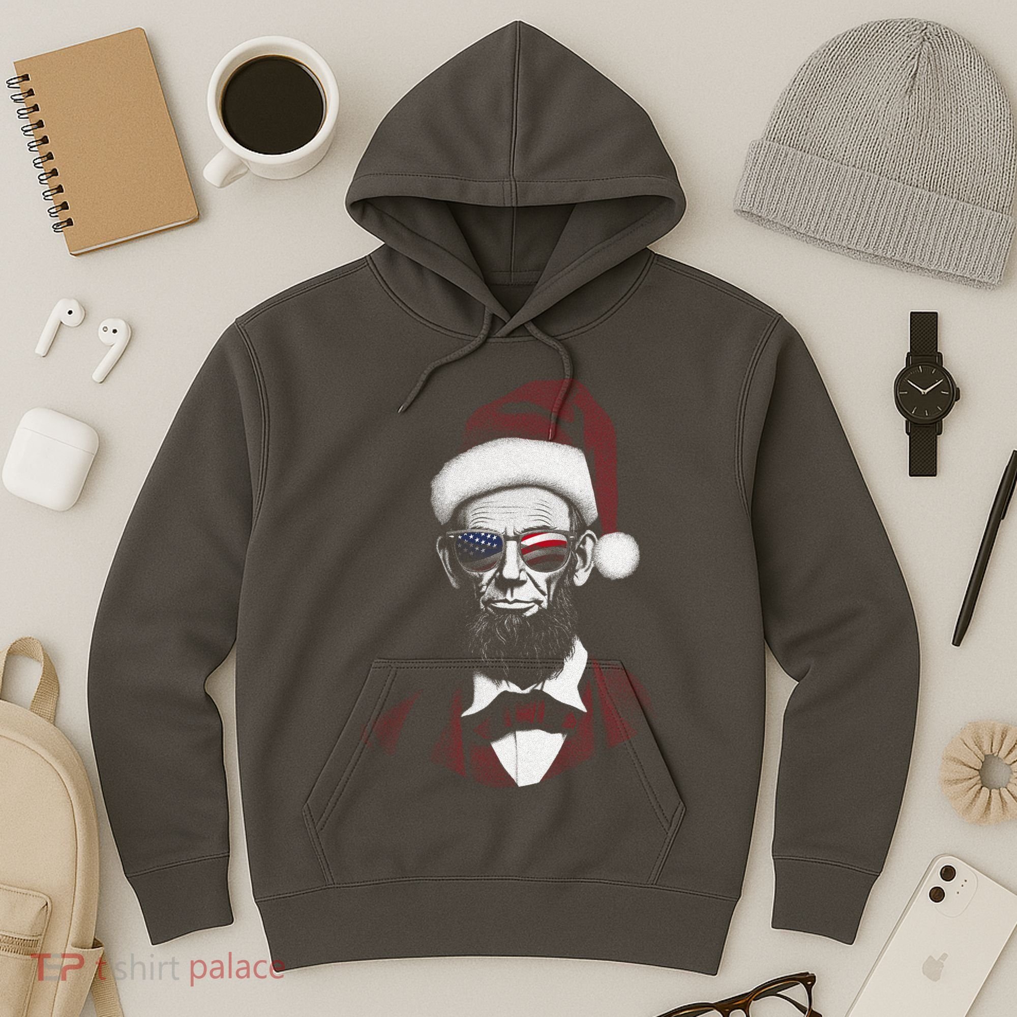 Hipster Santa Abraham Lincoln Hoodie