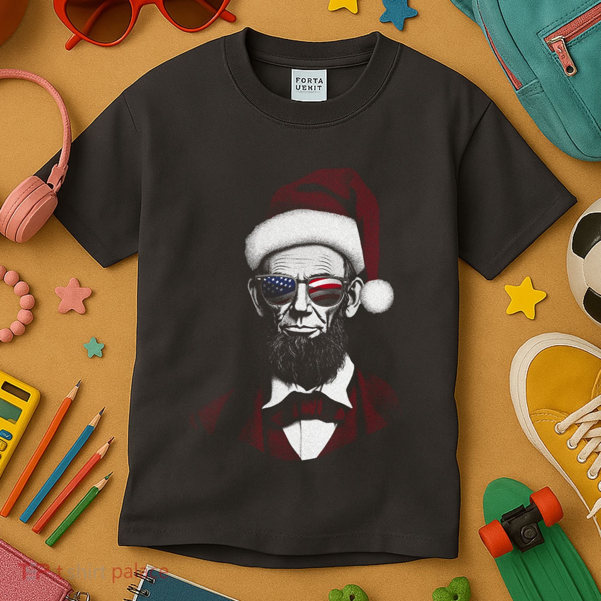 Hipster Santa Abraham Lincoln Kids T-Shirt