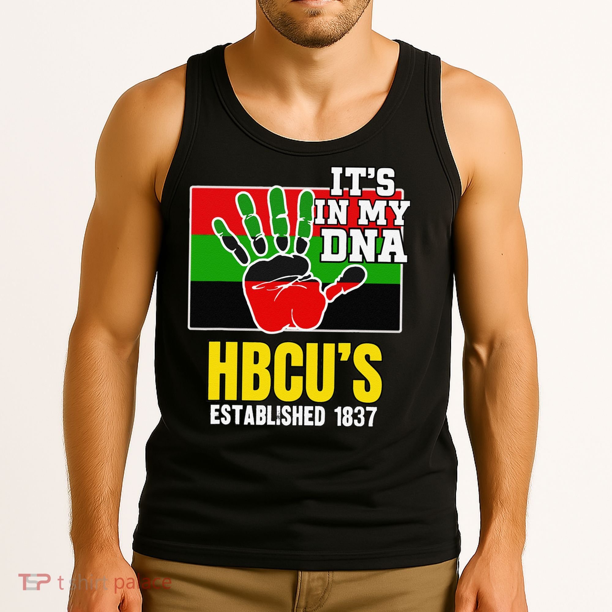 HBCU Souvenir Authentic Red Black and Green HBCU Campus Tank Top