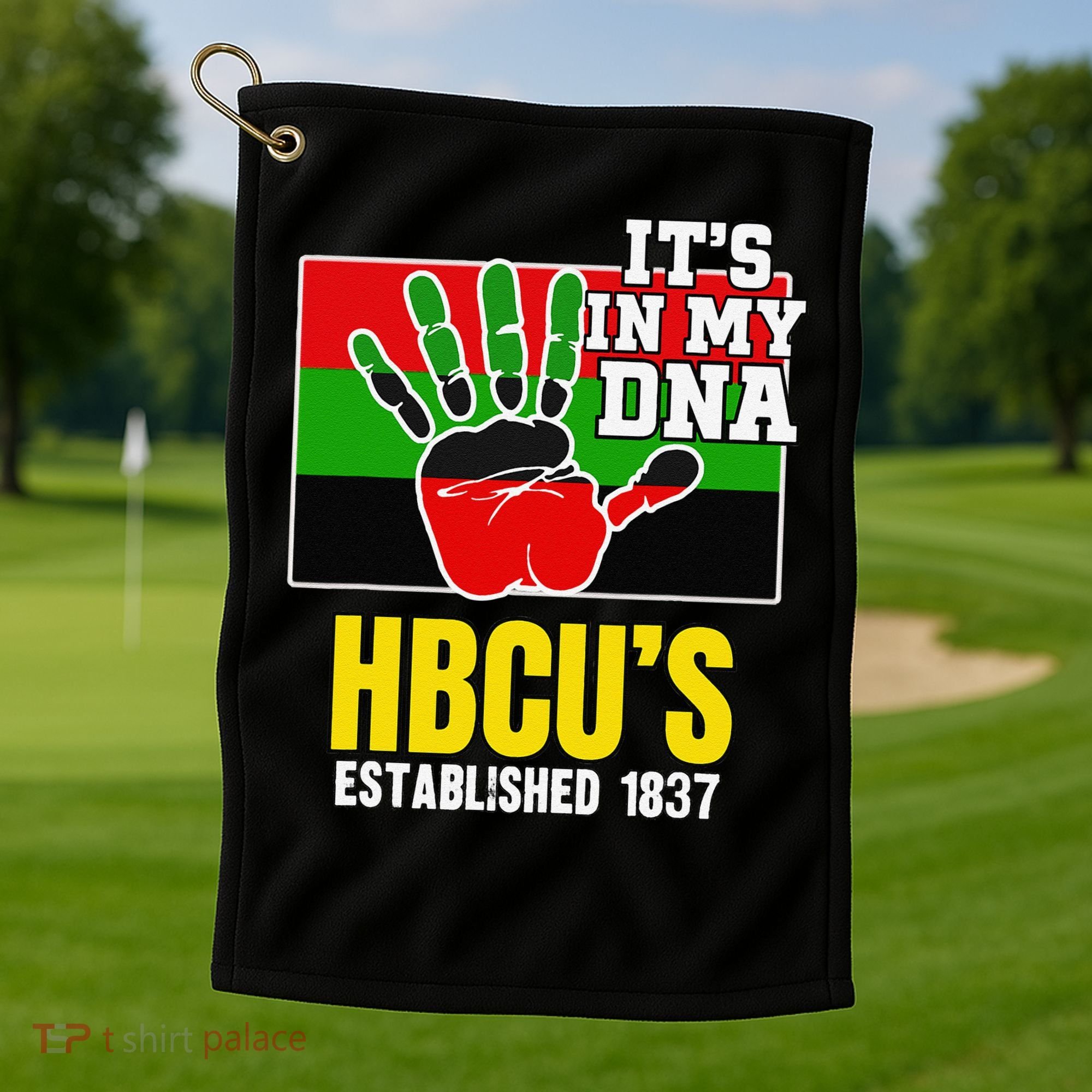 HBCU Souvenir Authentic Red Black and Green HBCU Campus Golf Towel
