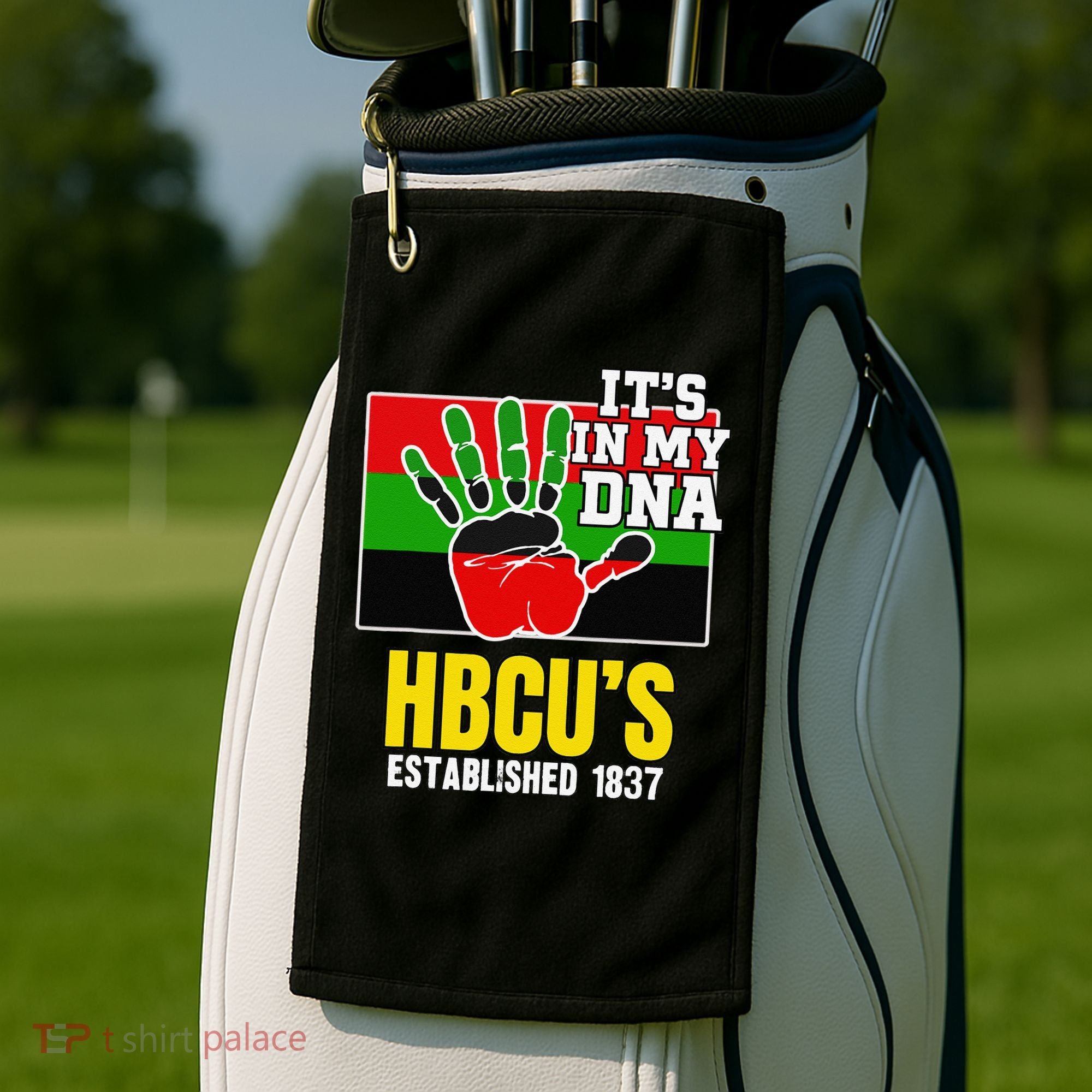 HBCU Souvenir Authentic Red Black and Green HBCU Campus Golf Towel