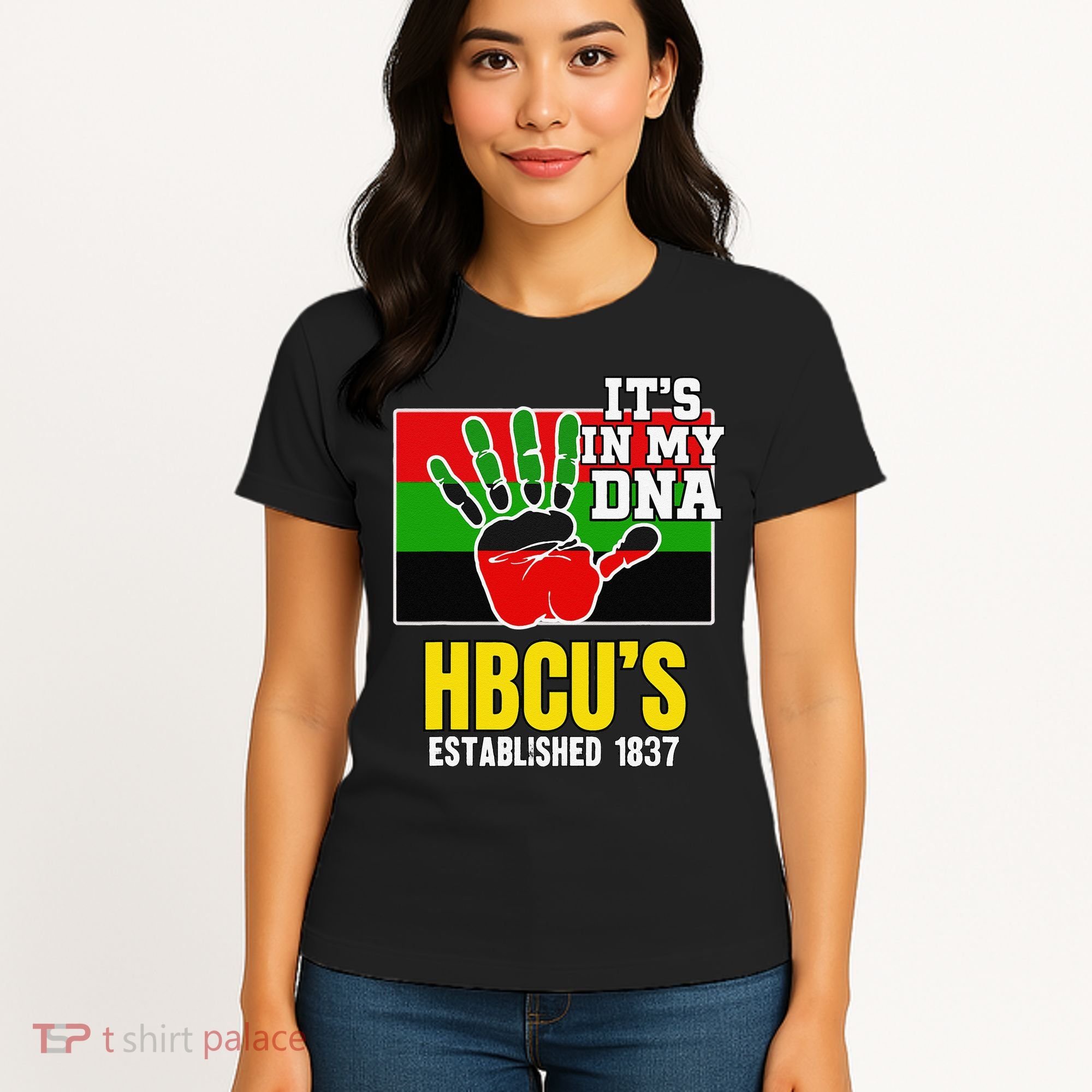 HBCU Souvenir Authentic Red Black and Green HBCU Campus Women's T-Shirt