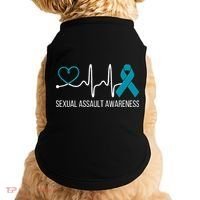 Heartbeat Sexual Assault Awareness Month Teal Ribbon Support Doggie Tank thumb 0