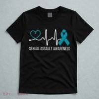 Heartbeat Sexual Assault Awareness Month Teal Ribbon Support T-Shirt thumb 5