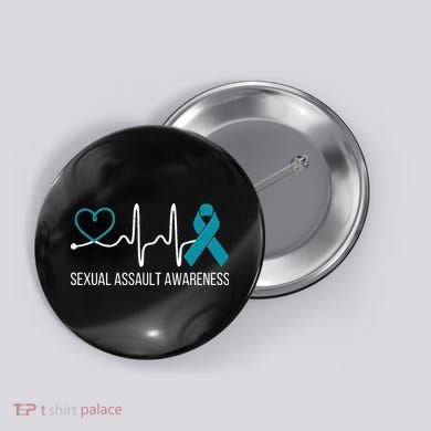 Heartbeat Sexual Assault Awareness Month Teal Ribbon Support Button