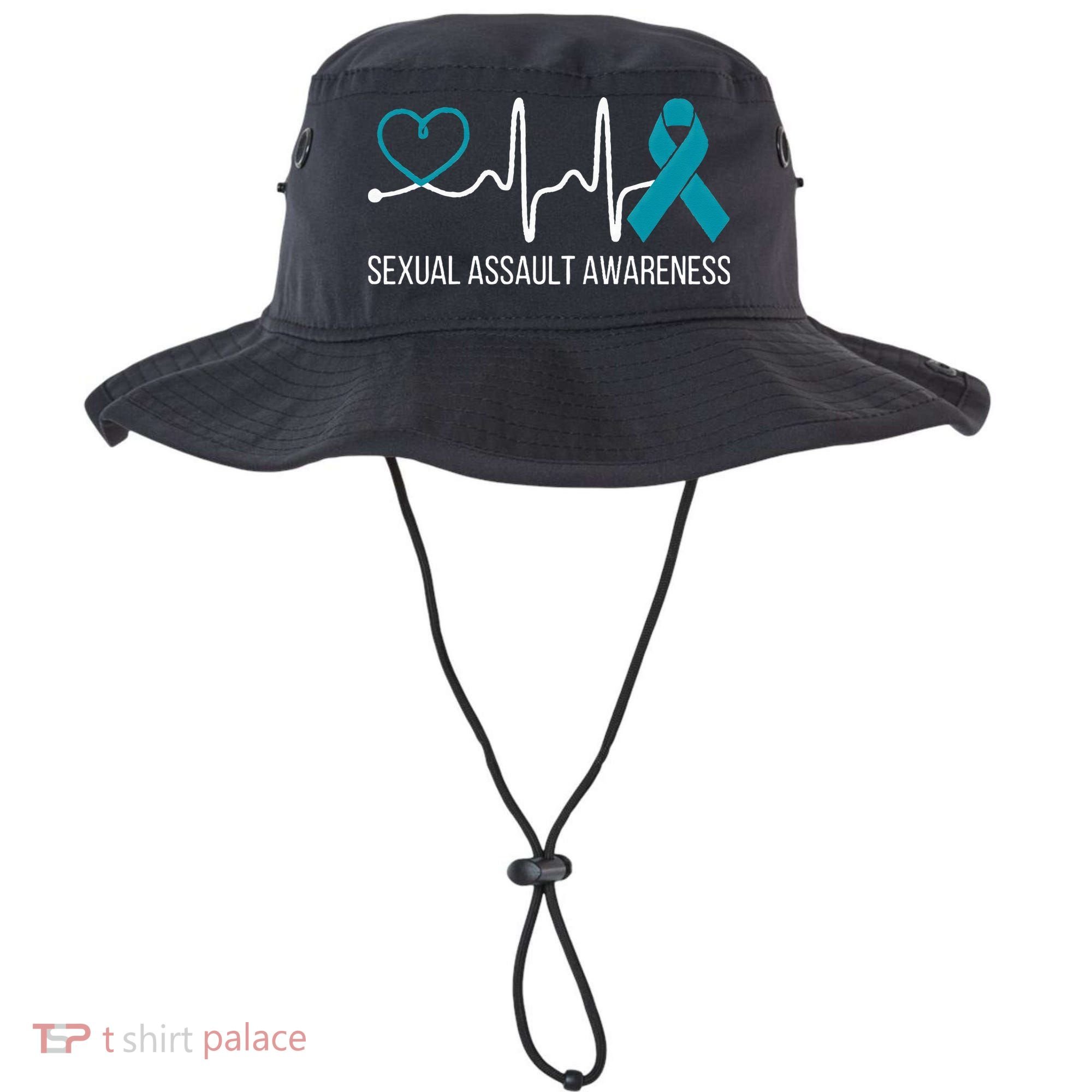 Heartbeat Sexual Assault Awareness Month Teal Ribbon Support Bucket Hat