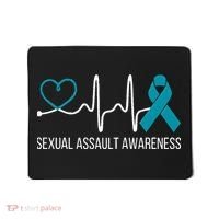 Heartbeat Sexual Assault Awareness Month Teal Ribbon Support Mousepad thumb 0