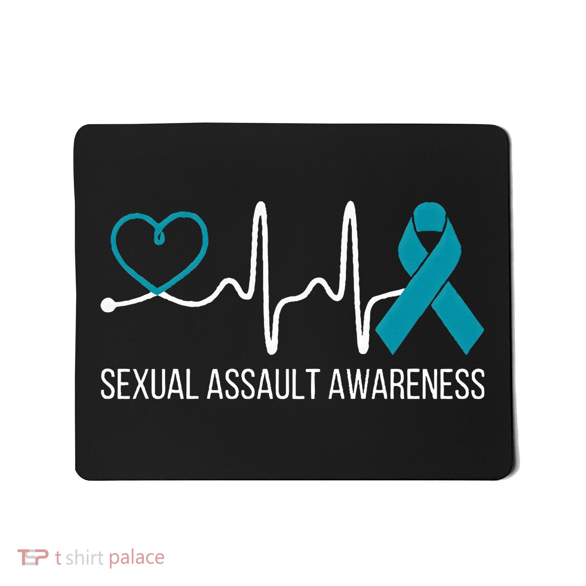 Heartbeat Sexual Assault Awareness Month Teal Ribbon Support Mousepad