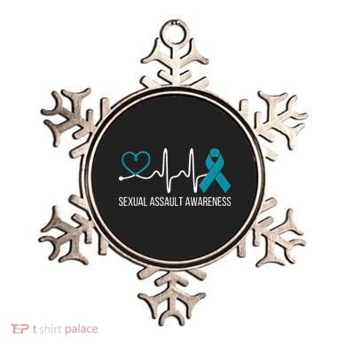 Heartbeat Sexual Assault Awareness Month Teal Ribbon Support Ornament