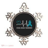 Heartbeat Sexual Assault Awareness Month Teal Ribbon Support Ornament thumb 0
