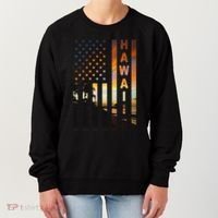 Hawaii Sunset American Flag Honolulu Hawaiian Island Women's Sweatshirt thumb 0