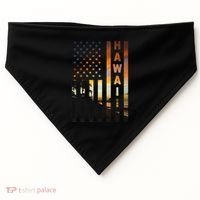Hawaii Sunset American Flag Honolulu Hawaiian Island USA-Made Doggie Bandana thumb 0