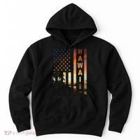 Hawaii Sunset American Flag Honolulu Hawaiian Island Hoodie thumb 0