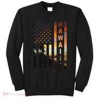 Hawaii Sunset American Flag Honolulu Hawaiian Island Sweatshirt thumb 0