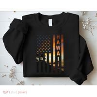 Hawaii Sunset American Flag Honolulu Hawaiian Island Sweatshirt thumb 2