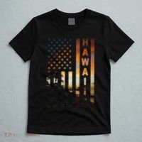 Hawaii Sunset American Flag Honolulu Hawaiian Island T-Shirt thumb 5