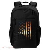 Hawaii Sunset American Flag Honolulu Hawaiian Island Backpack thumb 0