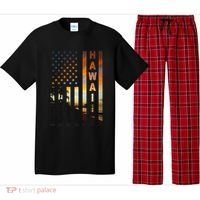 Hawaii Sunset American Flag Honolulu Hawaiian Island Pajama Set thumb 0