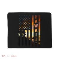 Hawaii Sunset American Flag Honolulu Hawaiian Island Mousepad thumb 0