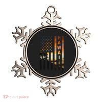 Hawaii Sunset American Flag Honolulu Hawaiian Island Ornament thumb 0