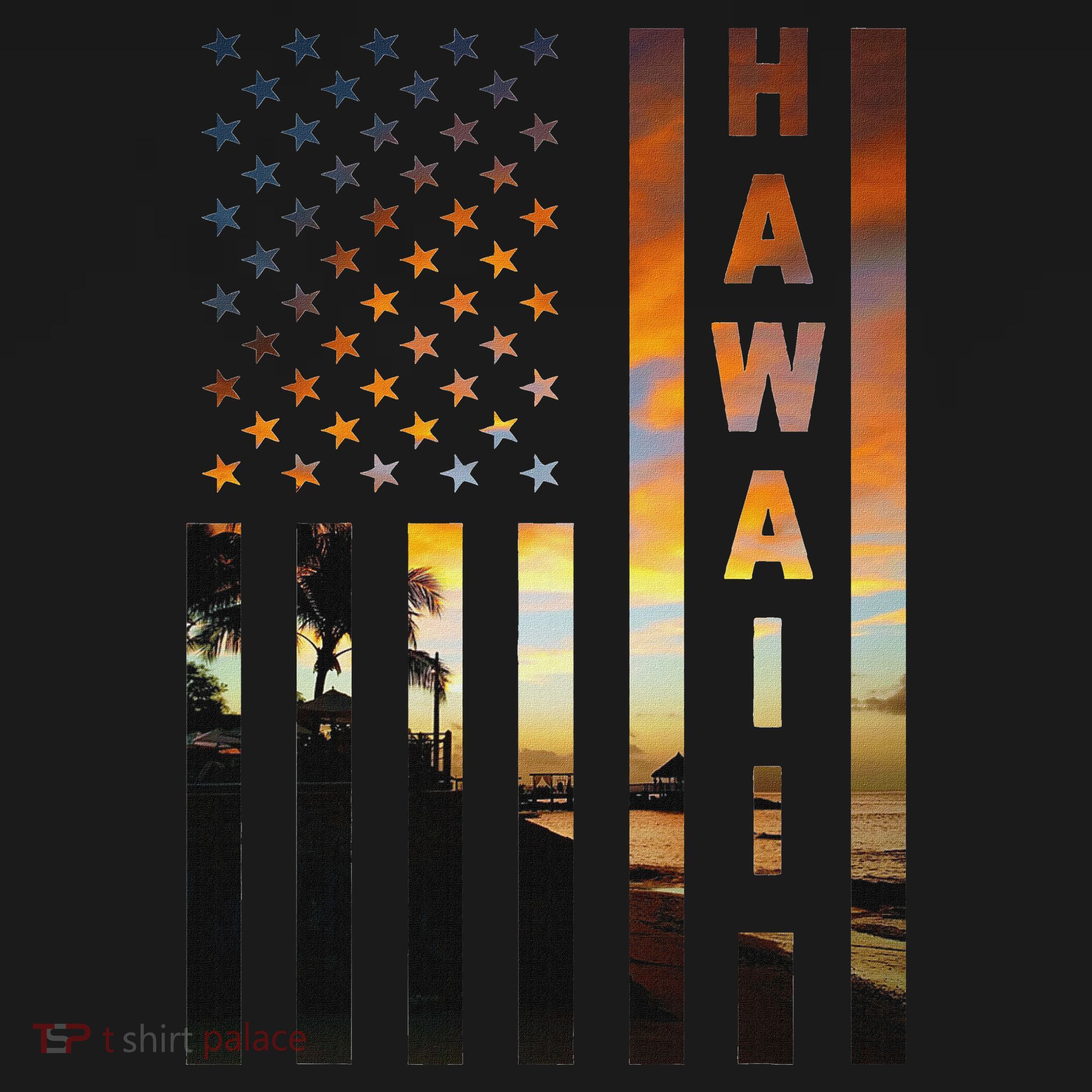 Hawaii Sunset American Flag Honolulu Hawaiian Island Women's Tank Top