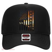 Hawaii Sunset American Flag Honolulu Hawaiian Island Hat thumb 0