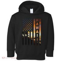 Hawaii Sunset American Flag Honolulu Hawaiian Island Toddler Hoodie thumb 0