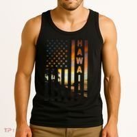 Hawaii Sunset American Flag Honolulu Hawaiian Island Tank Top thumb 3