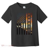 Hawaii Sunset American Flag Honolulu Hawaiian Island Toddler T-Shirt thumb 0
