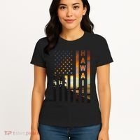 Hawaii Sunset American Flag Honolulu Hawaiian Island Women's T-Shirt thumb 4