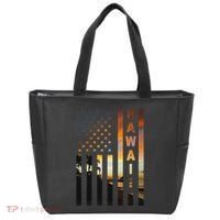 Hawaii Sunset American Flag Honolulu Hawaiian Island Tote Bag thumb 0