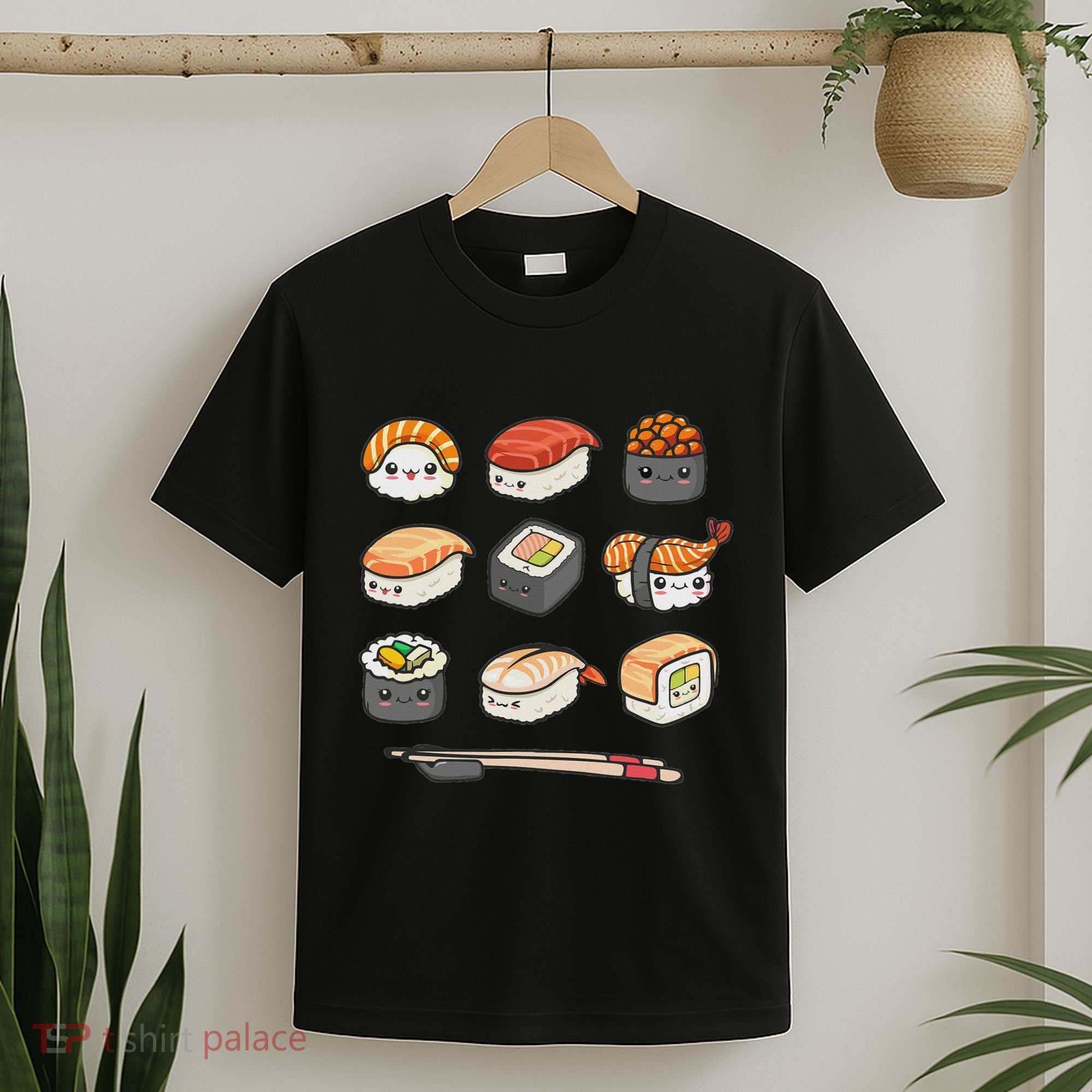 Happy Sushi Anime Kawaii Set Japanese Food Lover Otaku Manga T-Shirt