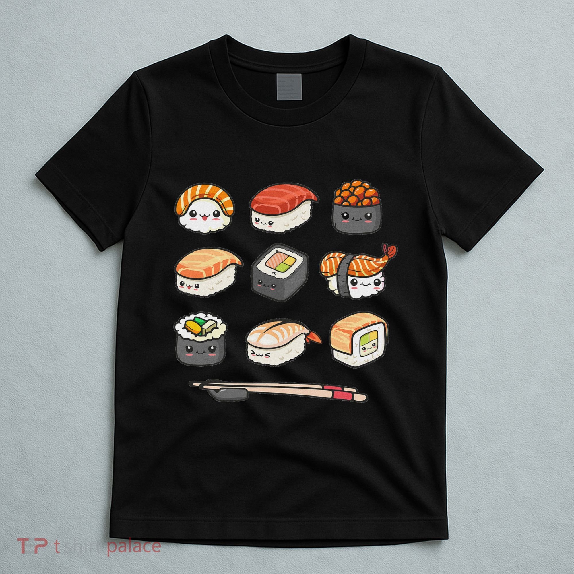 Happy Sushi Anime Kawaii Set Japanese Food Lover Otaku Manga T-Shirt