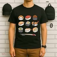 Happy Sushi Anime Kawaii Set Japanese Food Lover Otaku Manga T-Shirt thumb 6