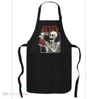 Halloween Staying Alive Skeleton Drink Coffee Funny Skeleton Apron thumb 0