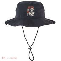 Halloween Staying Alive Skeleton Drink Coffee Funny Skeleton Bucket Hat thumb 0