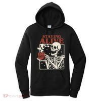 Halloween Staying Alive Skeleton Drink Coffee Funny Skeleton Women's Hoodie thumb 0