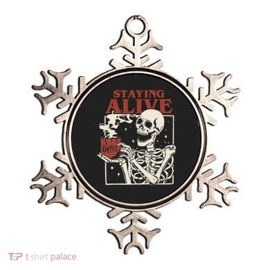Halloween Staying Alive Skeleton Drink Coffee Funny Skeleton Ornament