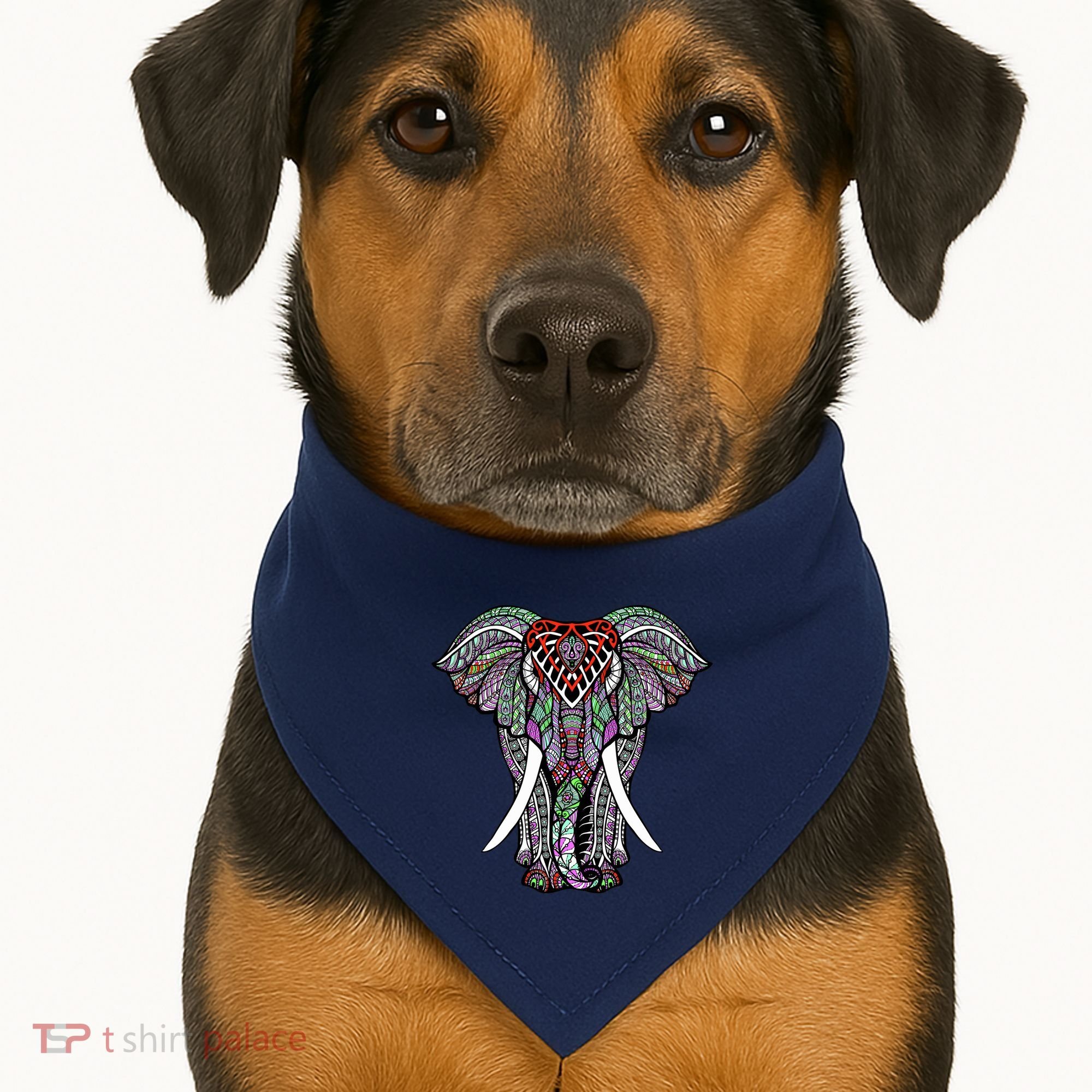 Henna Stylish Artistic Save The Elephants Wildlife USA-Made Doggie Bandana