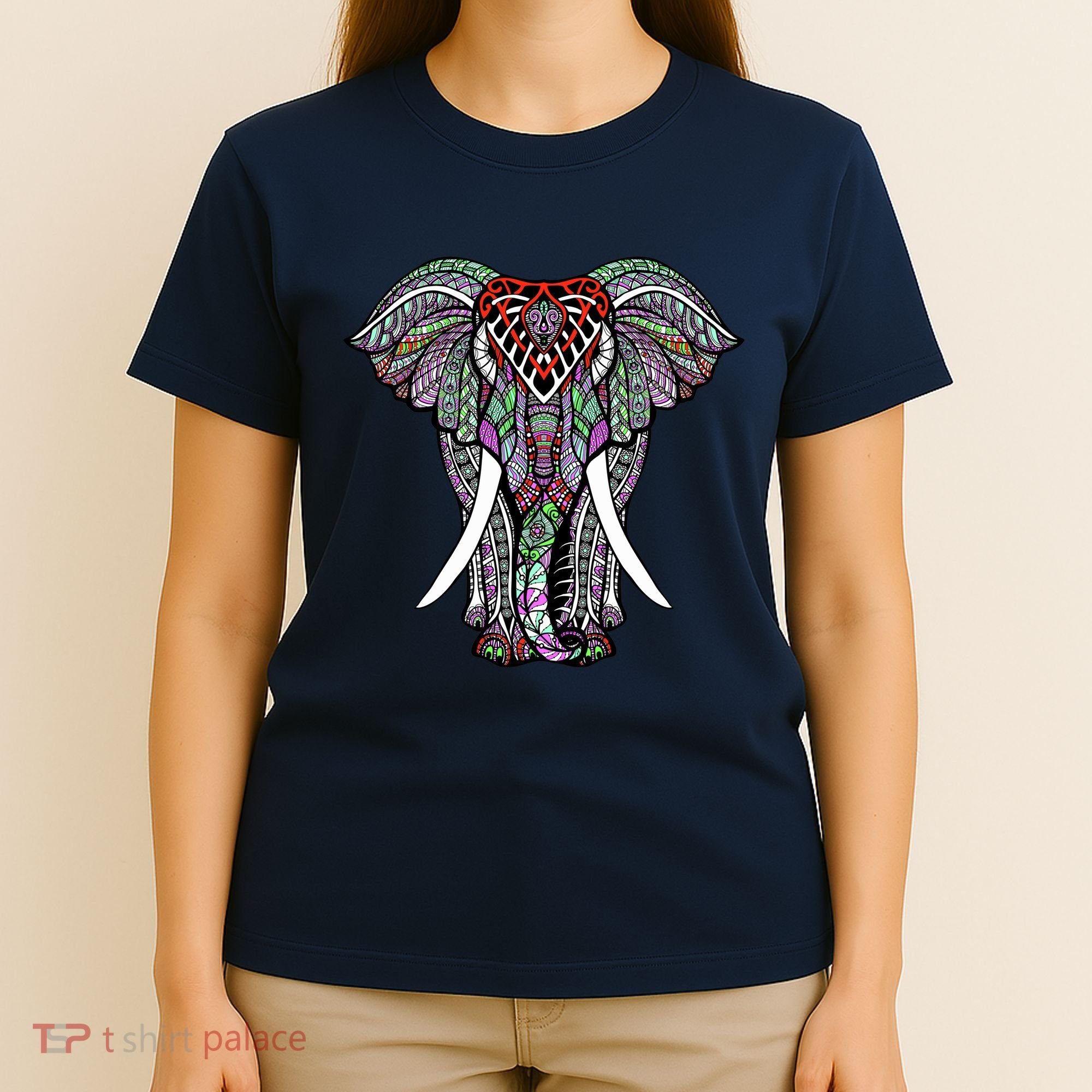 Henna Stylish Artistic Save The Elephants Wildlife T-Shirt