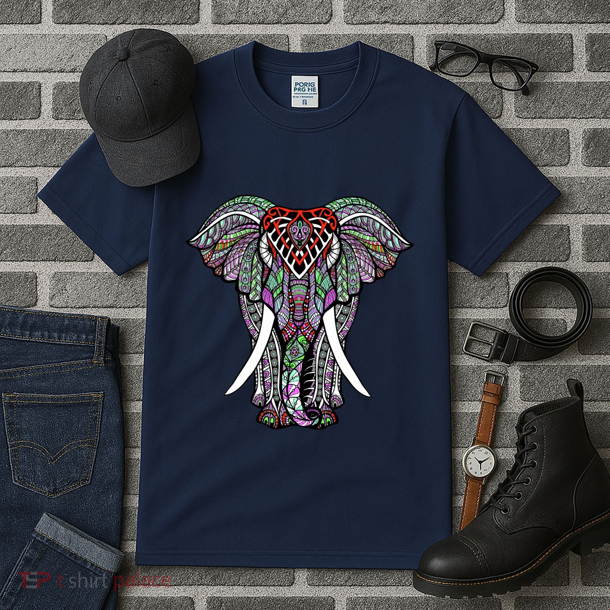 Henna Stylish Artistic Save The Elephants Wildlife Tall T-Shirt