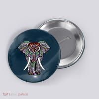 Henna Stylish Artistic Save The Elephants Wildlife Button thumb 0