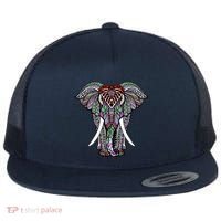 Henna Stylish Artistic Save The Elephants Wildlife Flat Bill Trucker Hat thumb 0