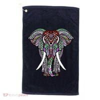 Henna Stylish Artistic Save The Elephants Wildlife Golf Towel thumb 0