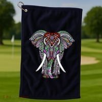 Henna Stylish Artistic Save The Elephants Wildlife Golf Towel thumb 1
