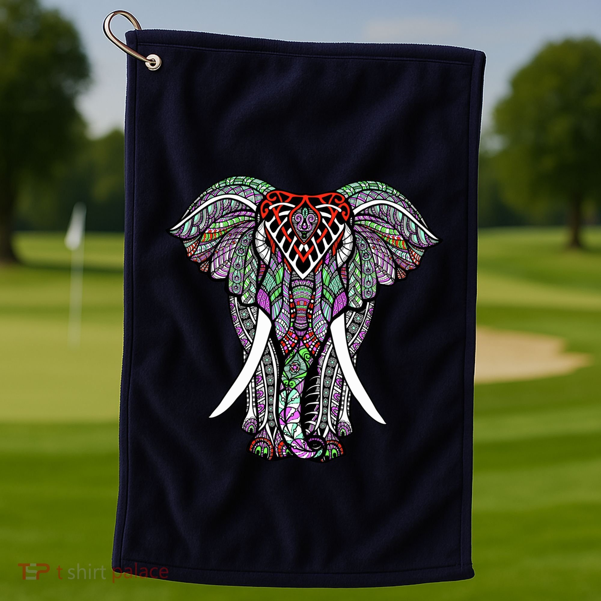 Henna Stylish Artistic Save The Elephants Wildlife Golf Towel