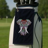 Henna Stylish Artistic Save The Elephants Wildlife Golf Towel thumb 2