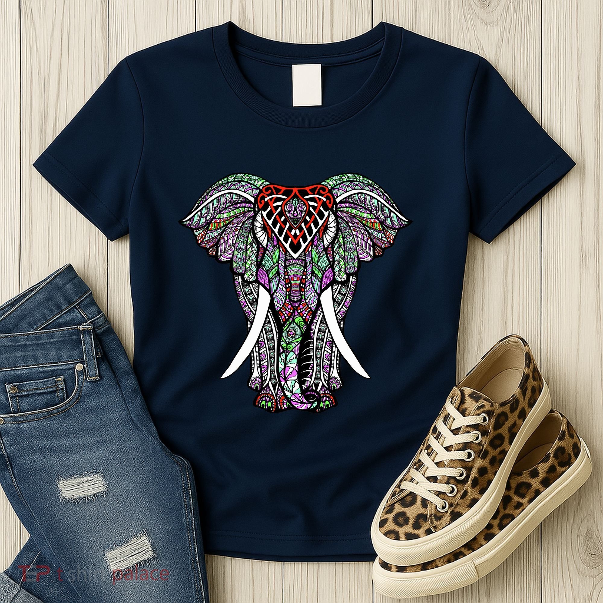 Henna Stylish Artistic Save The Elephants Wildlife Women's T-Shirt