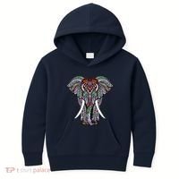 Henna Stylish Artistic Save The Elephants Wildlife Kids Hoodie thumb 0